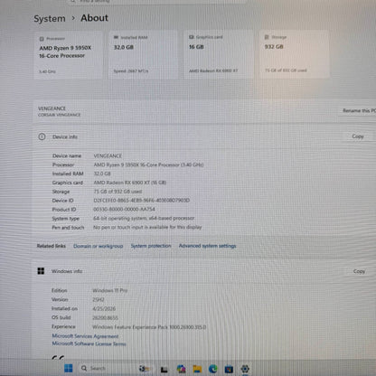 Alienware Aurora R14 Ryzen 9 5950X 3.40GHz 32GB RAM 1TB SSD Radeon RX 6900 XT