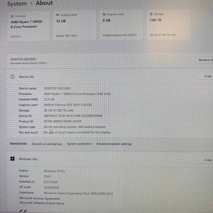 Alienware Aurora R10 Ryzen 7 5800X 3.60GHz 32GB RAM 2TB SSD GeForce RTX 3070 Ti