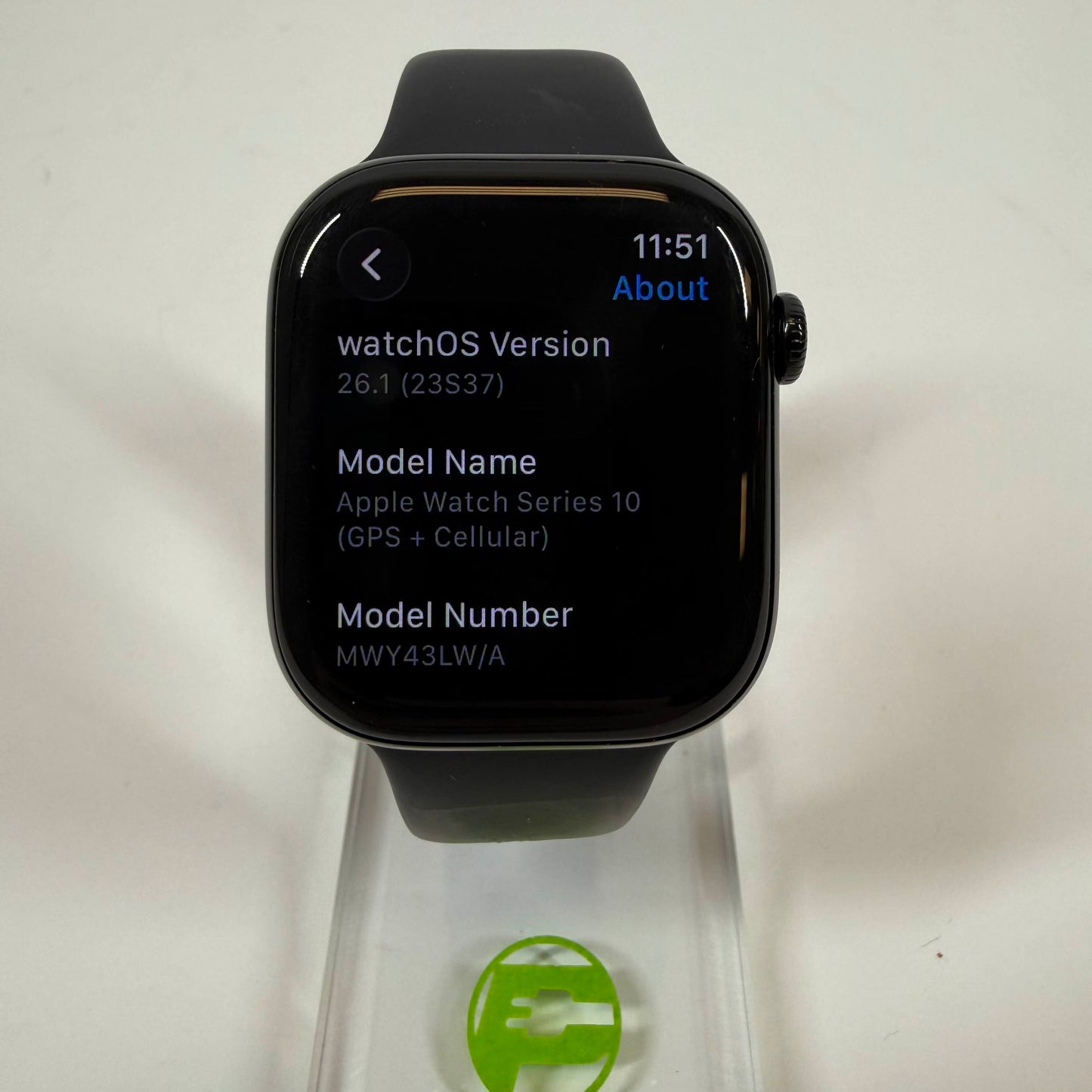 GPS Only Apple Watch Series 10 46MM Black Aluminum Black Sport Band