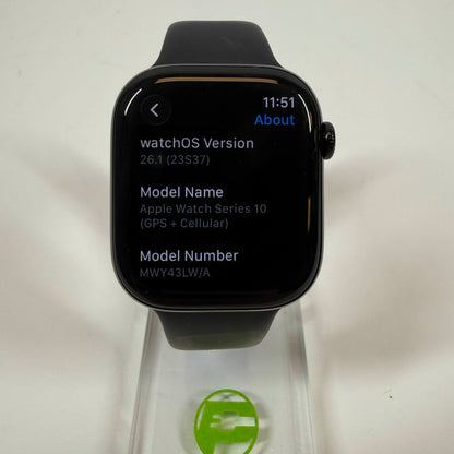 GPS Only Apple Watch Series 10 46MM Black Aluminum Black Sport Band